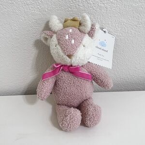 Cloud Island Pink Curly Fur Fawn Deer Plush Lovey with Crown Lovie 12" NWT